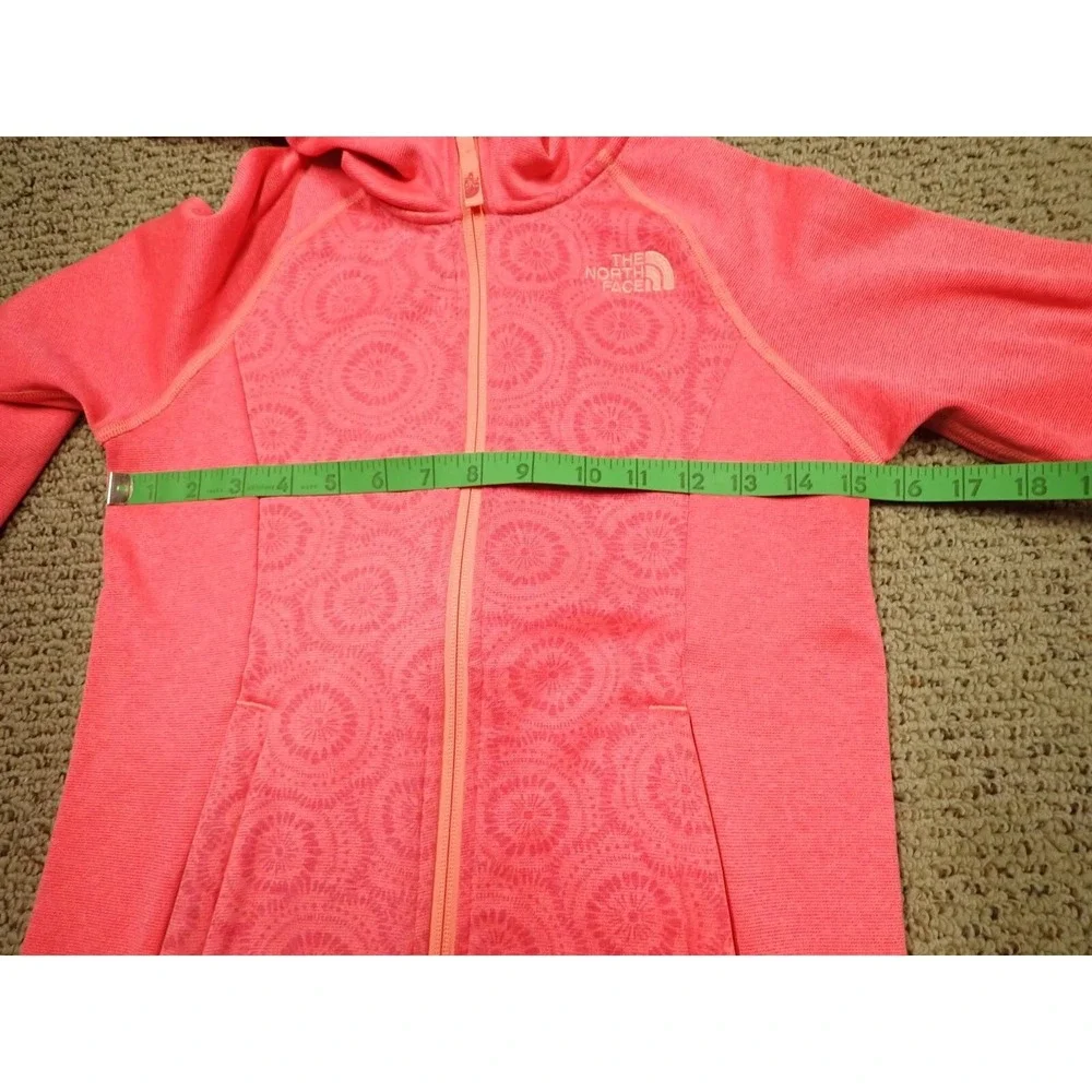 The North Face Fleece Jacket‎ Girls Medium Pink Good Full Zip Hooded Geometric